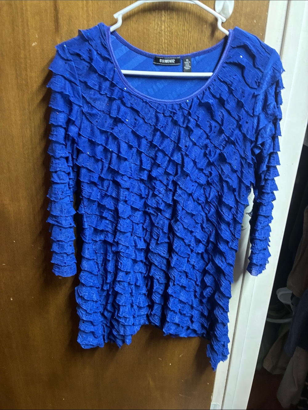 Elementz Royal Blue Ruffle Scoop-Neck Tunic